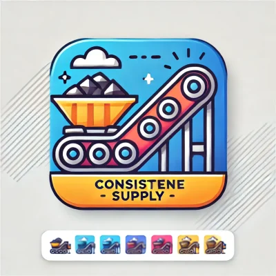 DALL·E 2025-02-24 14.22.47 – A colorful, professional website icon representing ‘Consistent Supply’. The icon features a conveyor belt with phosphate rocks moving steadily, design DALL·E 2025-02-24 14.22.47 - A colorful, professional website icon representing 'Consistent Supply'. The icon features a conveyor belt with phosphate rocks moving steadily, design